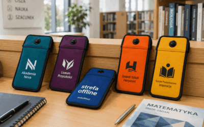 Kolorowe etui na telefon z logo różnych szkół – personalizowane etui Strefa Offline